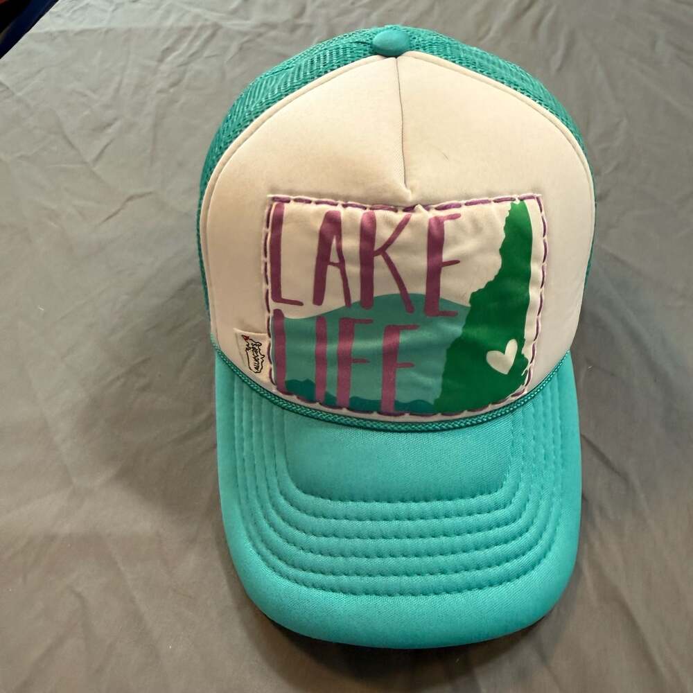 DALIX Lake Life New Hampshire Trucker Hat Teal White Snapback Mesh Cap
